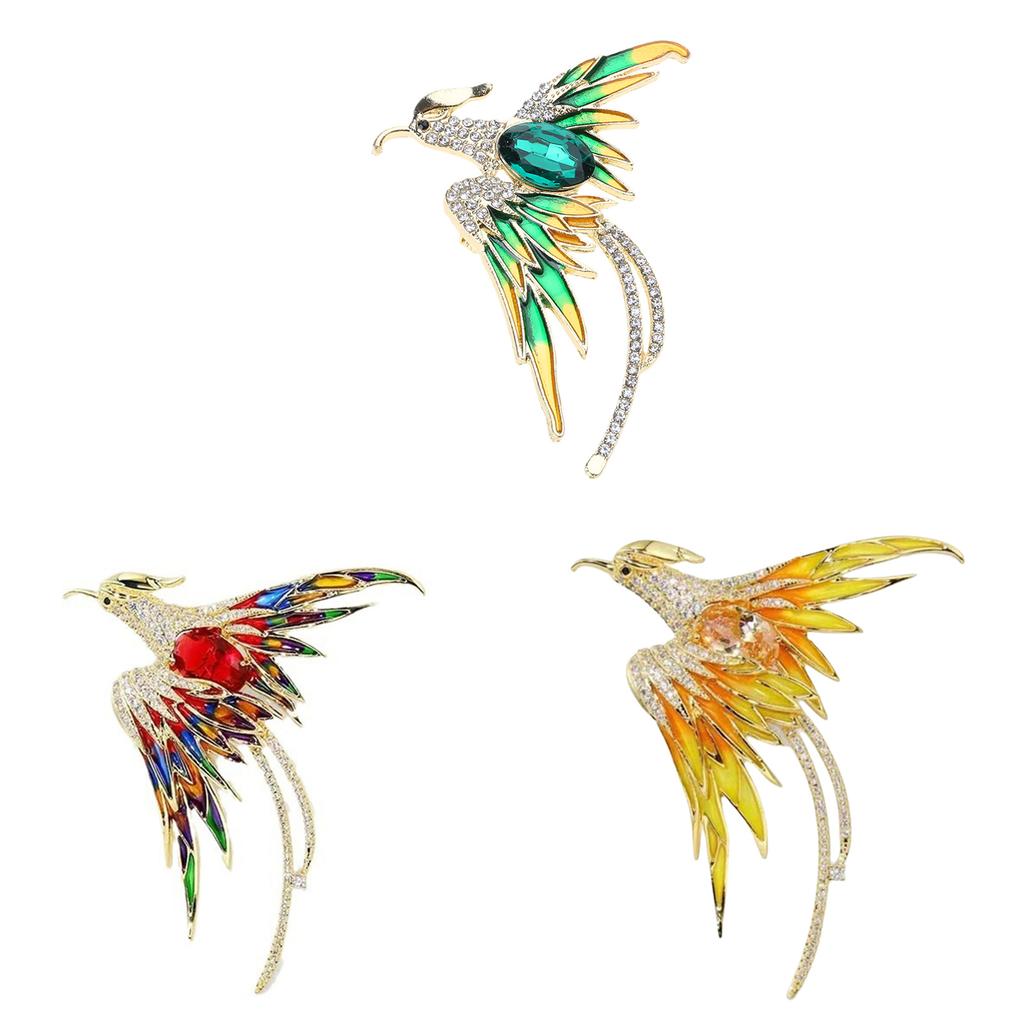 Vibrant Enamel Phoenix Lapel Pin Versatile Phoenix Crystal Brooch Pin Unisex Enamel Bird Pin Accessory for Events