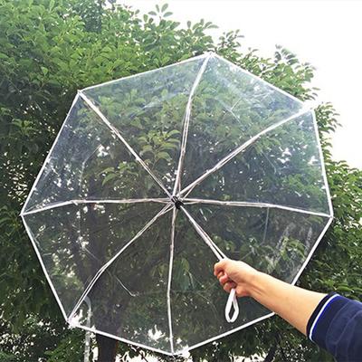 Helautomatiskt transparent paraply Mode hållbart utomhus trippelvikt regntätt visuellt klart paraply utomhus anti vind