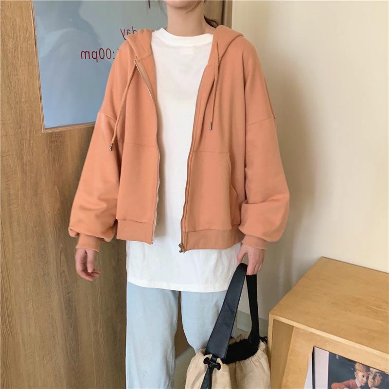 2026 New Women's Korean-Style Loose Hooded Cardigan: Long Sleeve Zipper Jacket for Spring & Autumn