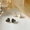 SUMENG New Elegant Featuring Black White Heart Shapes Stud Earrings Romantic Sweet Women Girl Fashion Jewelry Party Gifts
