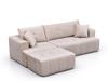 Modular Corner Sofa, Stool Positionable Left or Right, Square Armrests, Includes 2 Cushions, No Assembly, Living Room, Bedroom & Apartment, Beige