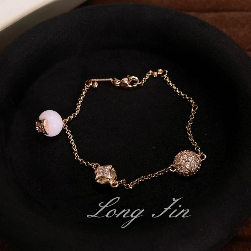 

Medieval Retro Persimmon Ruyi Full Diamond Powder Bead Bracelet Design Sense High-End Fashion Versatile Jewelry Live Broadcast