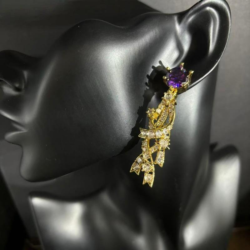 Light Luxury Design Full of Diamonds Inlaid with Purple Stud Earrings, Super Sparkling Exquisite Star Earrings