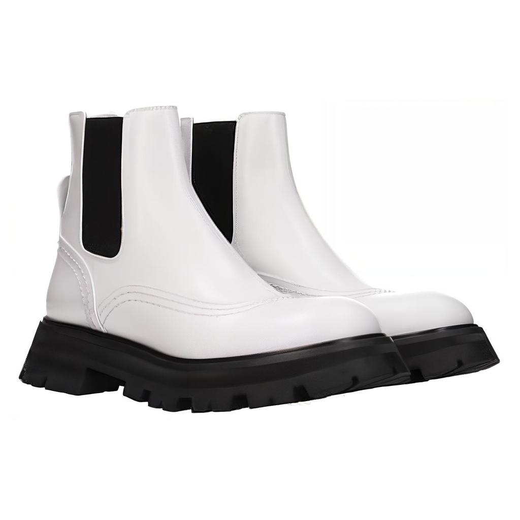 Alexander McQueen Wander Chelsea Boots 'White Black' Women's 666367WHZ849360