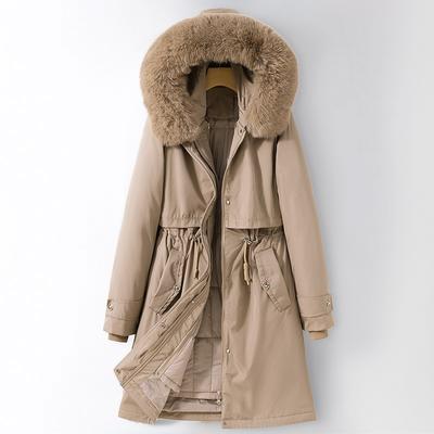 Herbst und Winter Damen einfarbige Kapuzen-Taille mittellange abnehmbare Liner verdickte Damenjacke 5 Farben