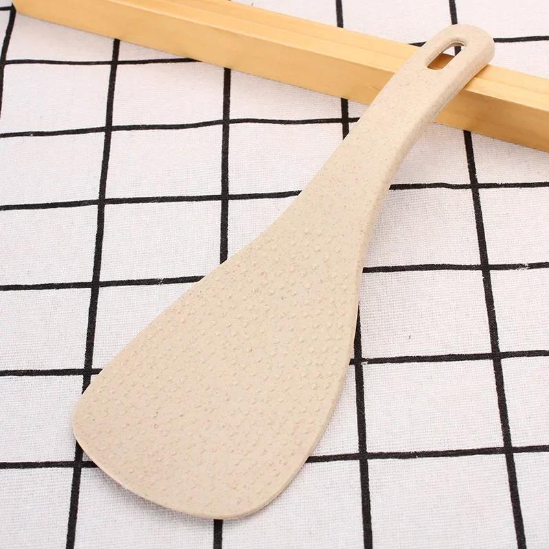 Wheat Straw Rice Spoon Non-stick Kitchen Rice Spoon Cooker Long Handle Rice Spatula  Accessoires De Cuisine