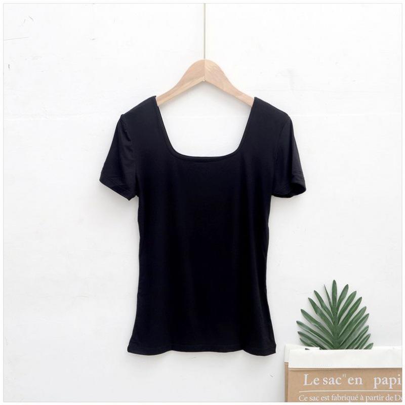 Korean Style Women’s Large U-Neck Backless Top – Short-Sleeved, Sexy, All-Match Nightclub Wear.
