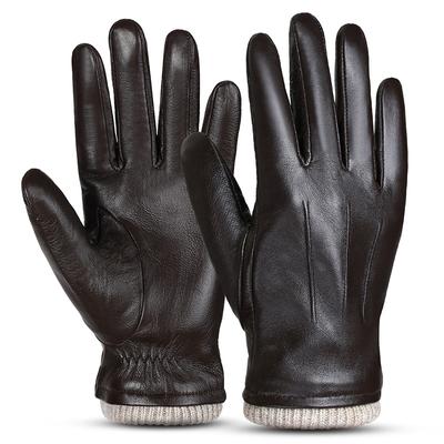 Pánské kožené rukavice z ovčí kůže Outdoorový sport Rukavice pro řízení zateplené vlnou Vintage denní šaty