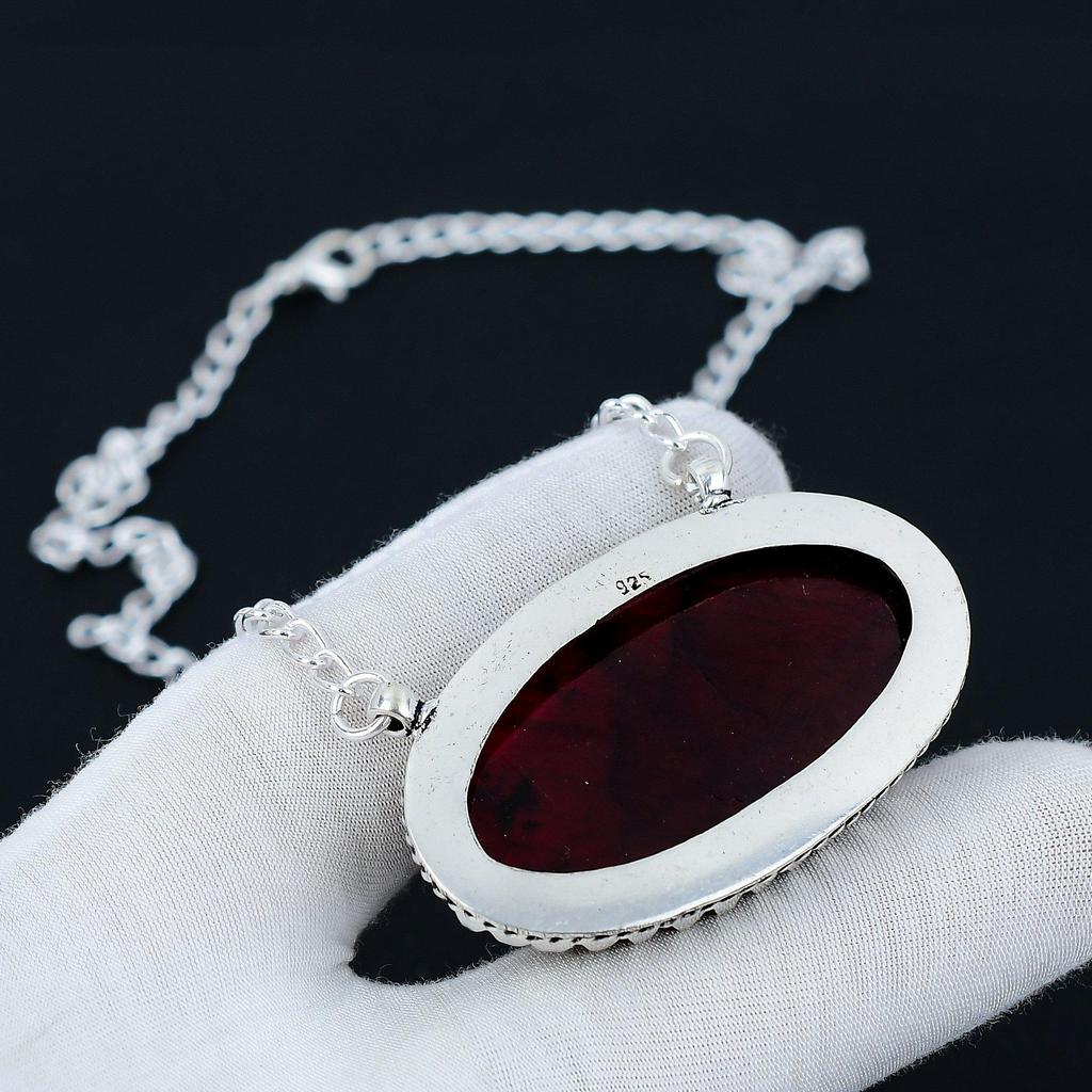 Náhrdelník s červeným zábleskem labradoritu, barvený labradorit ze stříbra 925 s přívěskem pro svatební dar, náhrdelník pro ženy