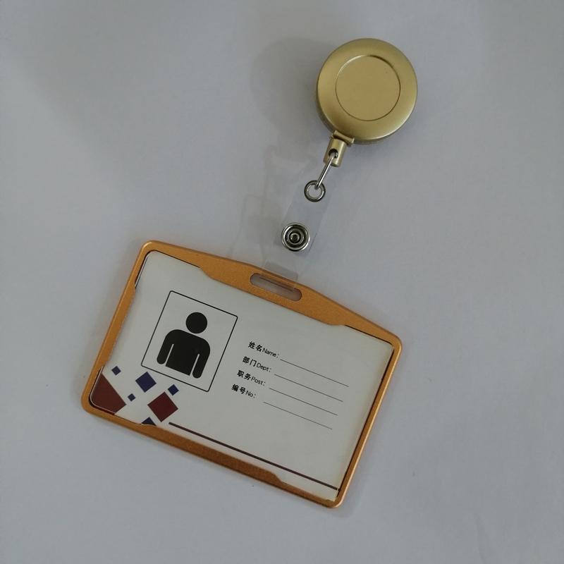 1 Set Aluminum Alloy Card Holder with ABS Retractable Badge Reel Pull ID Card Badge Holder Nurse Badge Lanyards School Supplies