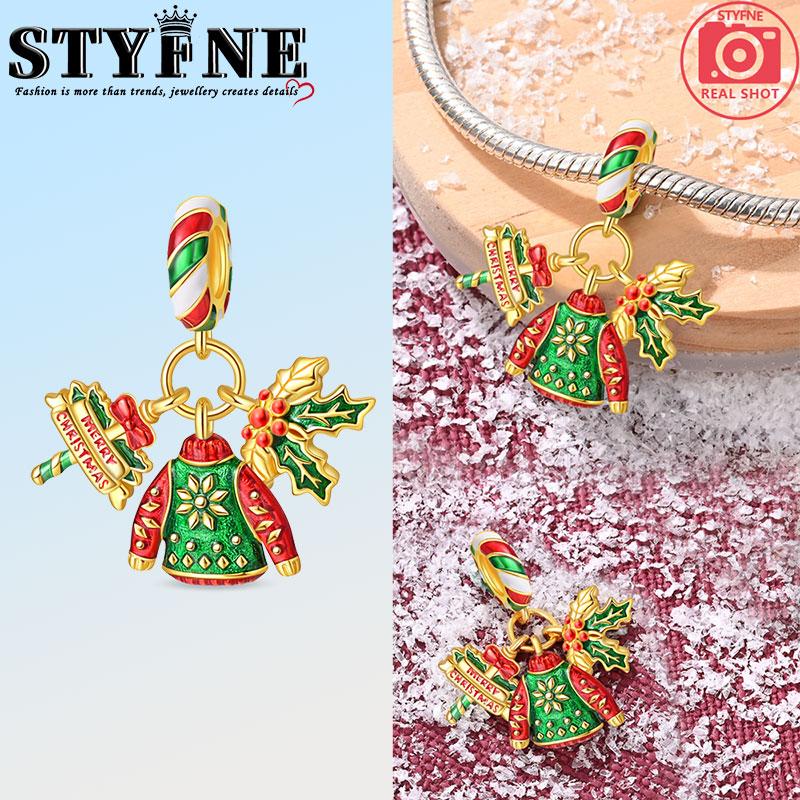 Copper Snowflake Christmas Elk Snowflake Snowman Charms Beads Brand Bracelet Exquisite Diy Jewelry Making Women'S Gift