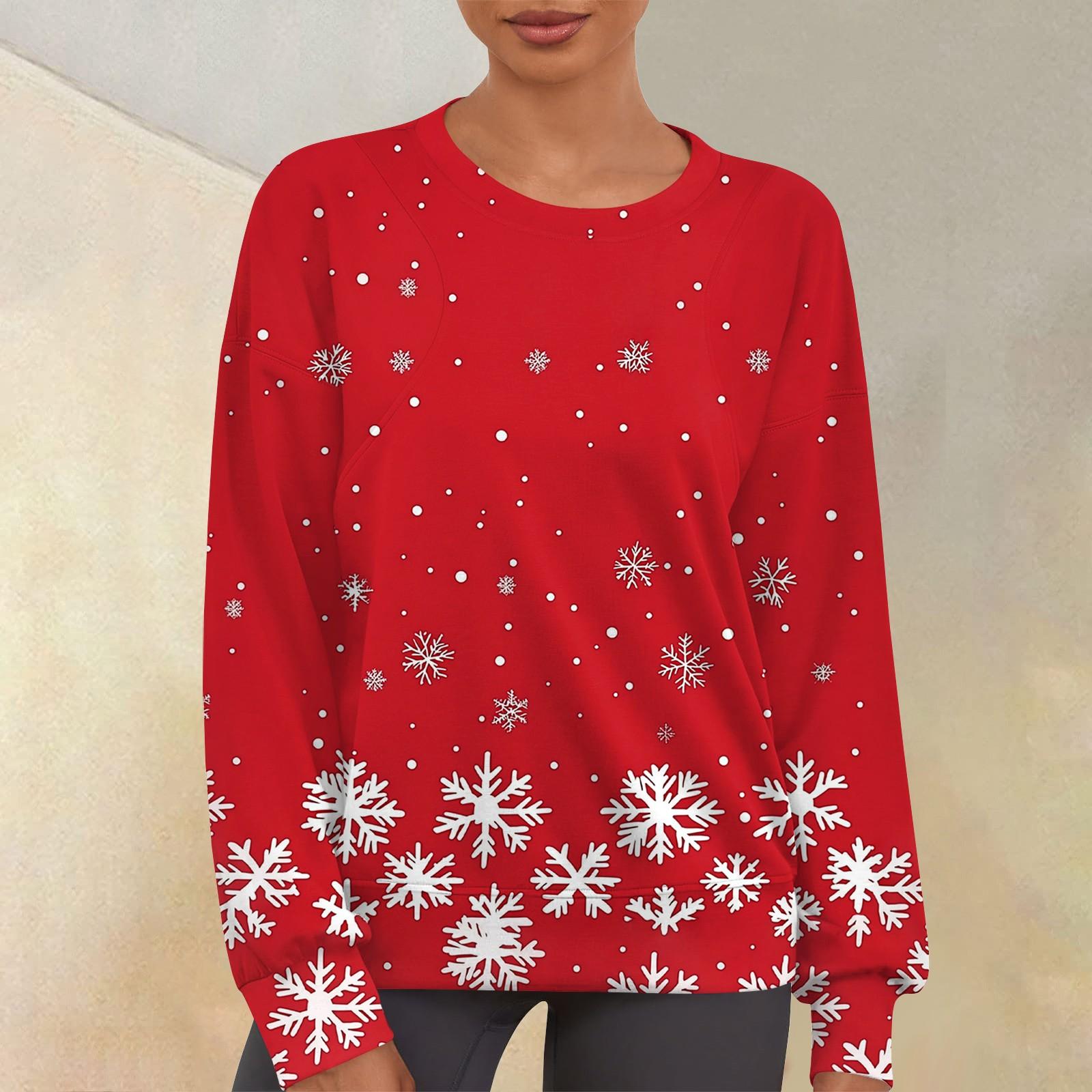 

Женский повседневный модный принт с круглым вырезом и длинным рукавом, свитер-топ XL арбуз красный