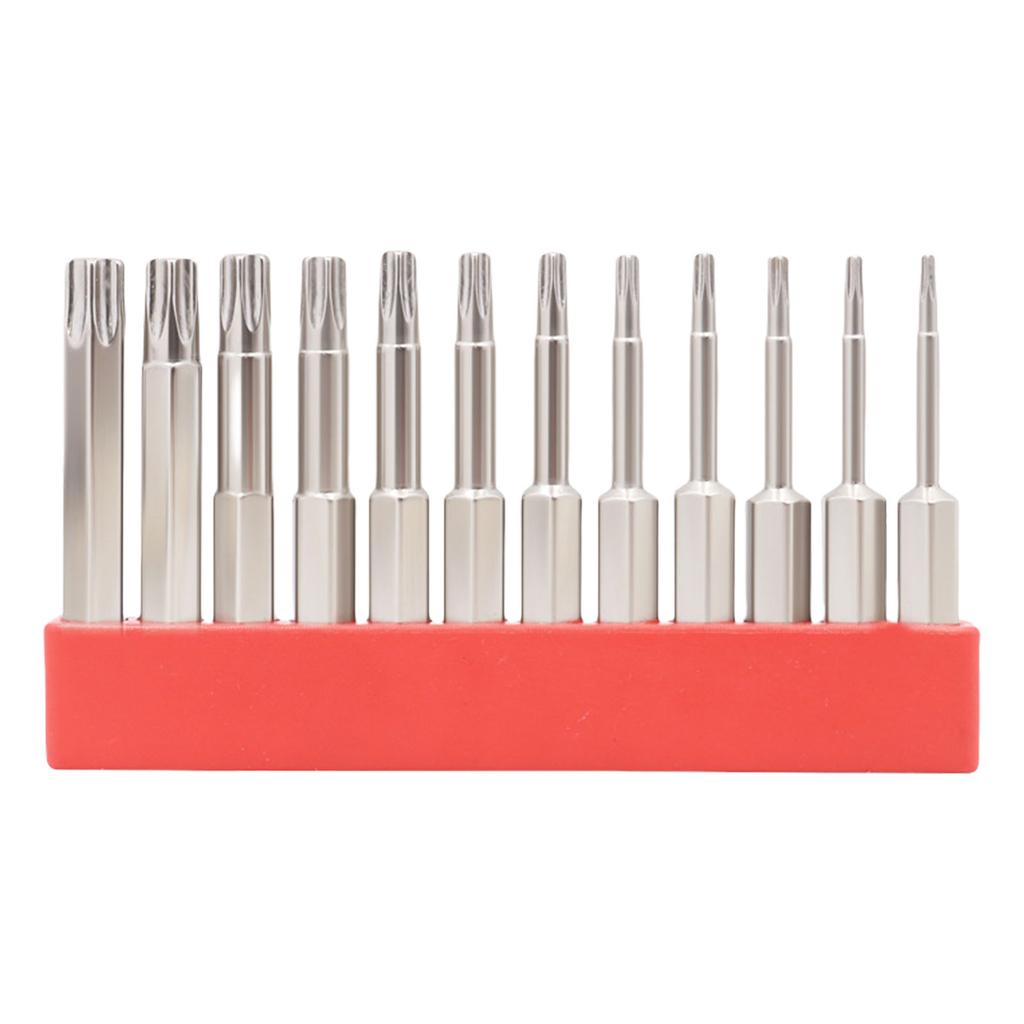 12Pcs 50/75/100mm Security Blossom Bit Set 1/4inch Hex Shank Magnetic Star Screwdriver Bit Set Magnetic Screw Driver