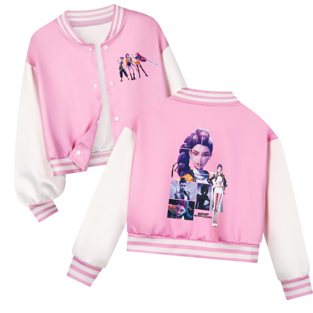 Kids Girls Anime Cartoon POP Singer Super Star Rumi Zoey Mira Printed Casual Long Sleeves Baseball Jacket Coat