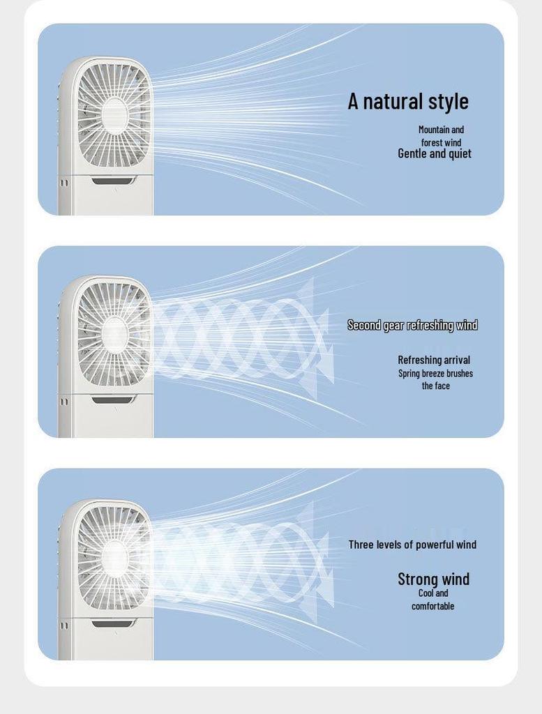 Portable Multifunctional Mini Fan: Three Speeds, Neck-Hanging, Foldable, Rechargeable, Desktop & Handheld Use
