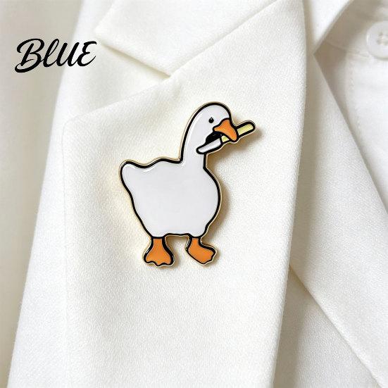 Canvas Bag Accessory Novelty White Cat Holding Knife Enamel Brooch