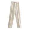 Fashion Women's Pants Office Lady Solid Straight Casual Pants Vintage High Waist Zipper Trousers