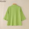 ZANZEA Women Patchwork Hollow Crochet Casual Turn Down Collar 3/4 Sleeve Blouse