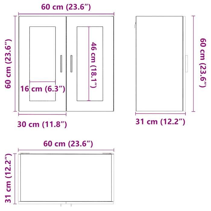 VidaXL Armoire murale de cuisine avec porte en verre Porto sonoma gris 854153