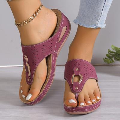 Fashion New Flip-flops Mid-heel Wedge Platform Soles Women's Casual and Versatile Breathable Lightweight Sandals Slippers