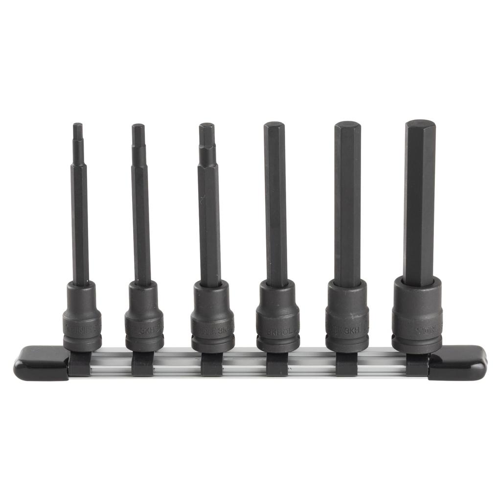 TONE Long Hexagon Socket Set with HKH306L Drive Angle Contents 6 Items (Strong Type, Holder) 9.5mm (3/8")