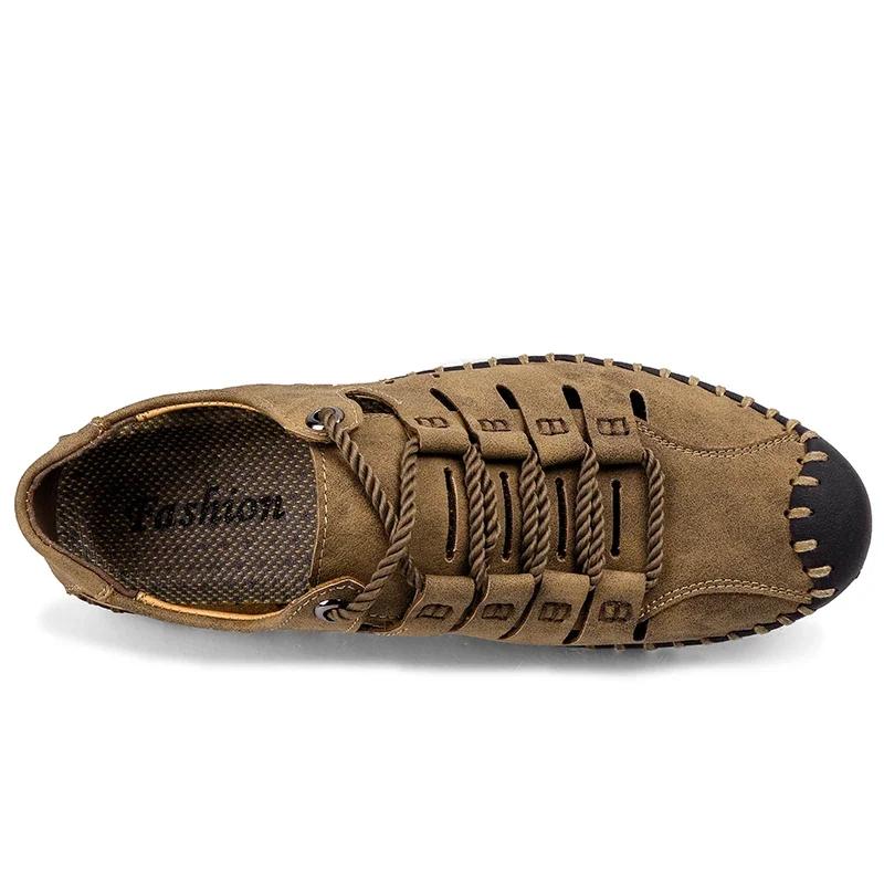 Fashion Summer Men Genuine Leather Sandals 2025 New Business Casual Shoes Men Outdoor Beach Sandals Roman Men Summer Water Shoes Hombre