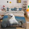 Polar Bear Duvet Cover King Queen 3D Lovely White Arctic Animal Bedding Set For Kids Teens Adult Wildlife Quilt Cover Pillowcase