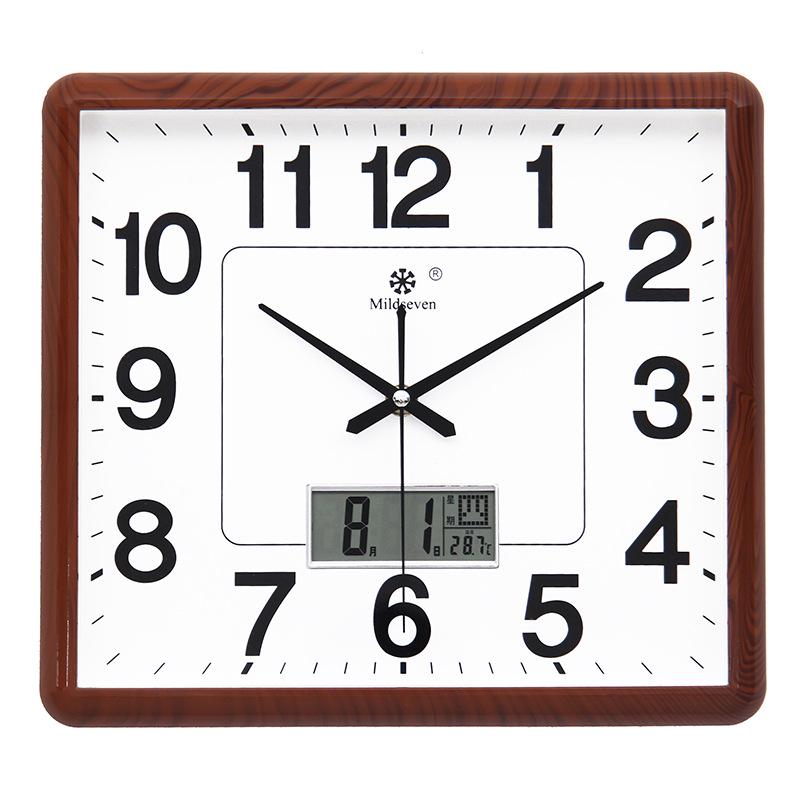 Silent Square Quartz Wall Clock with Perpetual Calendar - Creative, Fashionable Art Design for Living Room