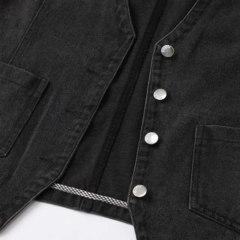 Denim Vest Jacket Summer Vintage Women Casual Solid Color Sleeveless Jean Jacket Top