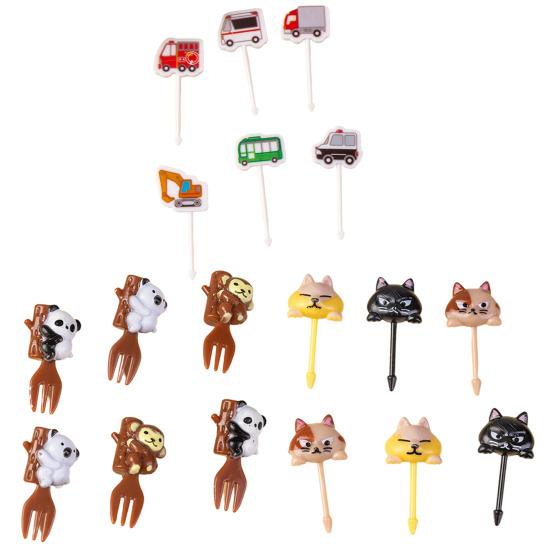 6ks Fruit Fork Cartoon Bez BPA Opakovaně použitelné Protiskluzové Snadno se čistí Víceúčelové plastové auto Koala