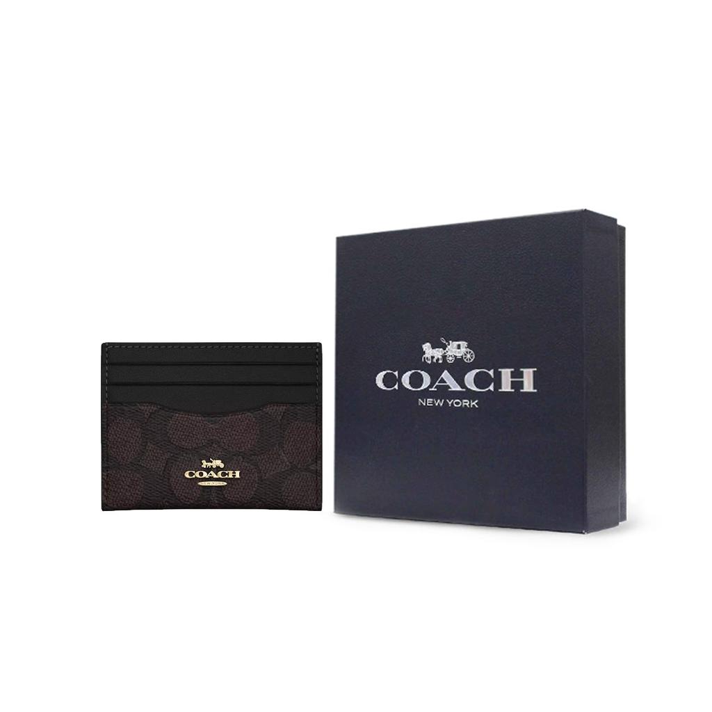 Coach 10 Merklogo Multi-Kaartsleuf Gecoat Canvas Kaarthouder Dames Kaarthouder Zwart CZ286-IMXAQ