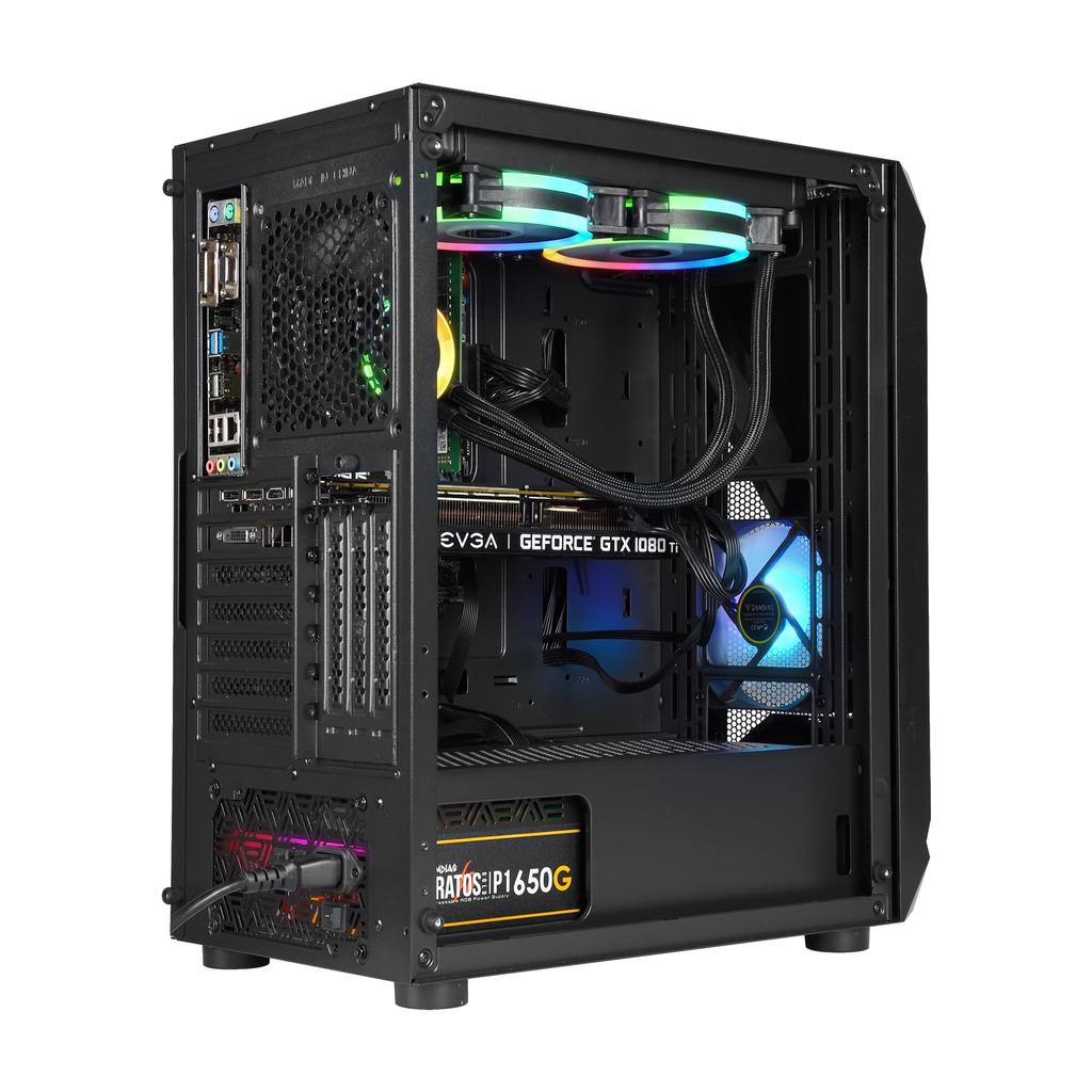 GAMDIAS ATHENA E1 Elite Gaming PC ATX 120mm ARGB Unique 3D Front Panel with Mesh Seamless Tempered Glass Window Case, Mid-Tower Case, Built-in Fan,