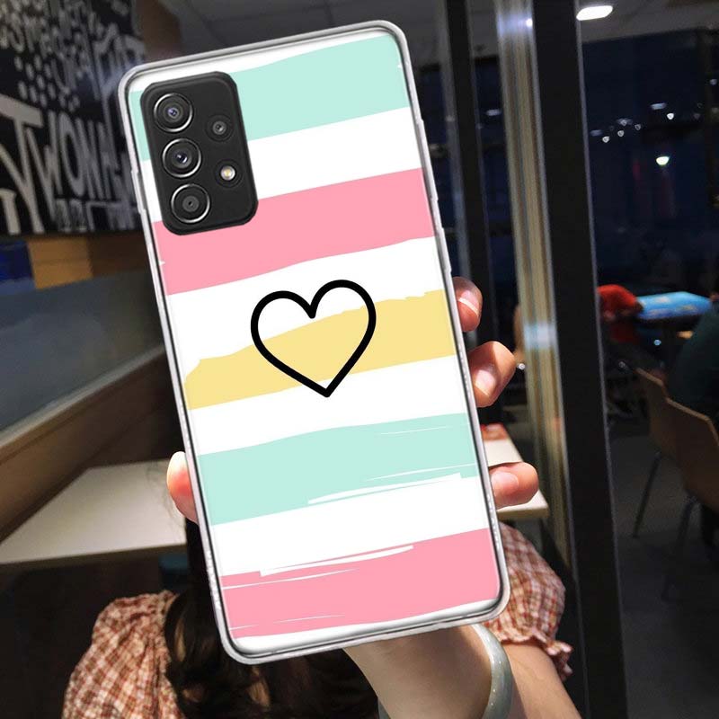 Rainbow Gradient Love Phone Case for Samsung A54 A57 A37 A17 A14 A15 A12 A24 A34 A55 A35 A25 A52S A07 A05S A04S A22 A32 A72 Gala