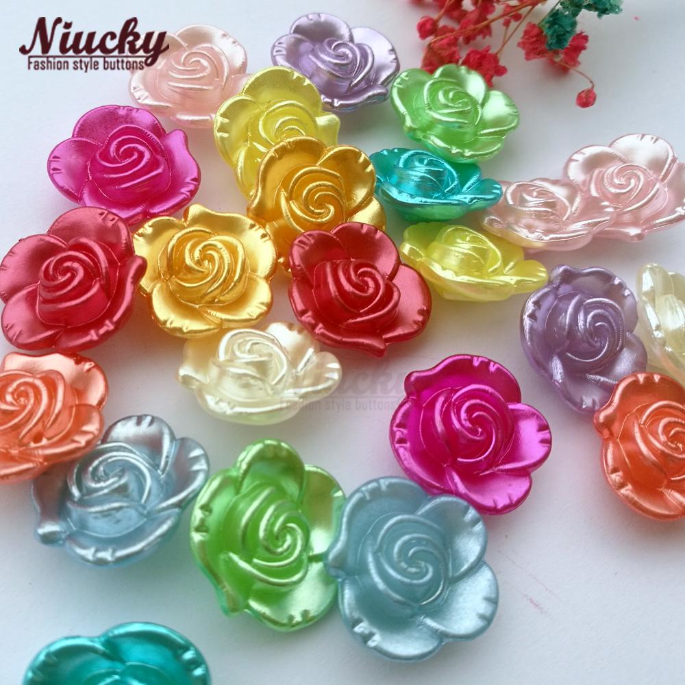 18mm ABS Pearl Flower Beads with Back Holes for Washable Multi-Color Garment and Home Decor