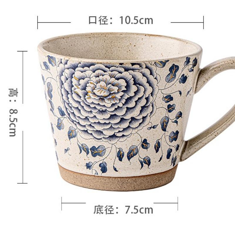 Bohemian Vintage Stoneware Coffee Mug High Aesthetic for Breakfast Office Water Home Use Artistic Ceramic Cup Gift