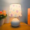 Modern USB Powered Desk Lamp Warm Light - Simple Purple Floral Lampshade, Suitable for Bedroom, Living Room or Office Decoration