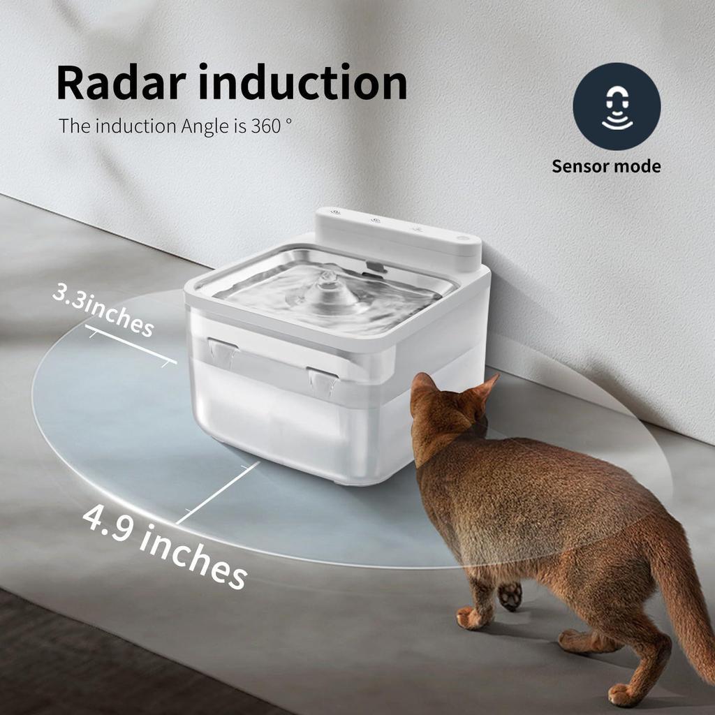 Stainless Steel Wireless Smart Pet Water Dispenser - Automatic Drinking Fountain for Dogs and Cats with Sensor
