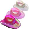Neon Glitter Space Cowboy Hat - Fun Metal Holographic Party Disco Cowgirl Hat