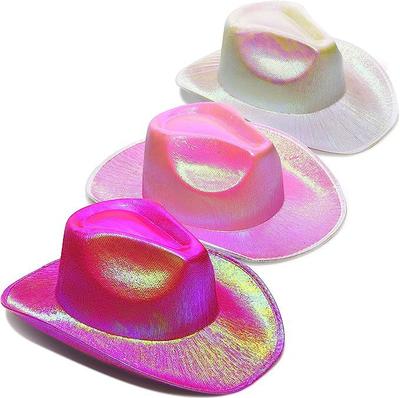 Neon Glitter Ruimte Cowboy Hoed - Leuke Metalen Holografische Feest Disco Cowgirl Hoed