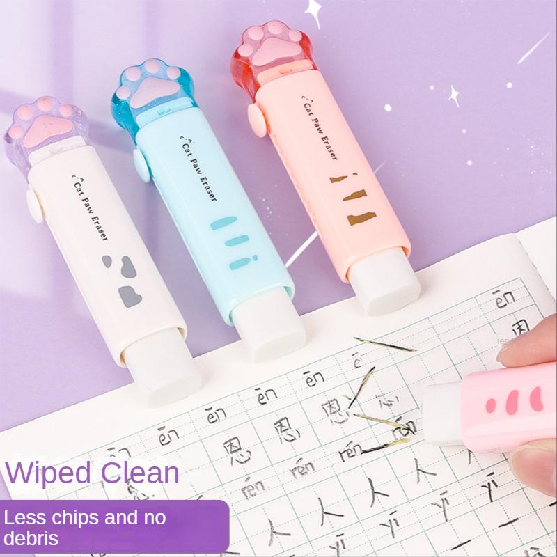 1pc Cute Cat Paw Rubber Push-pull Design, School Office Rubber Eraser, Creative Stationery Gift (4 Colors To Choose From)