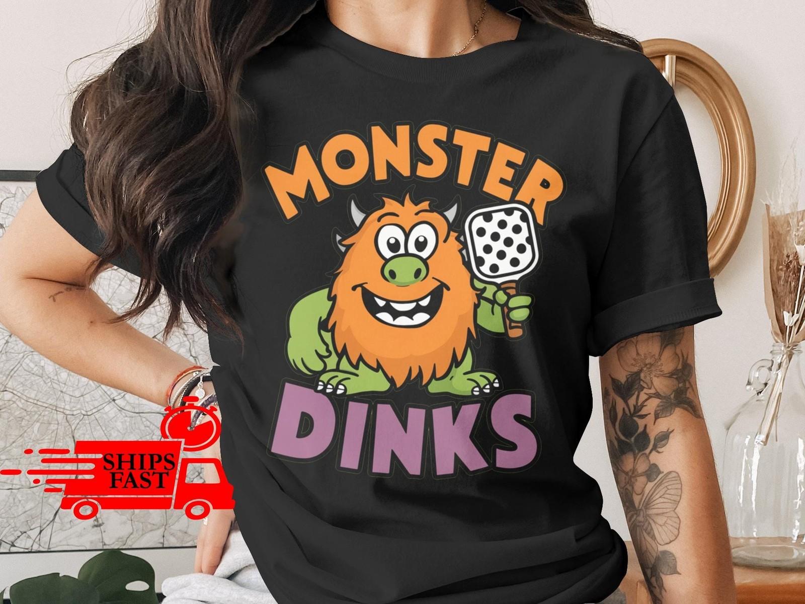 Pickleball T-Shirt Monster Dinks Funny Cartoon Tee Comfort Colors Gift L