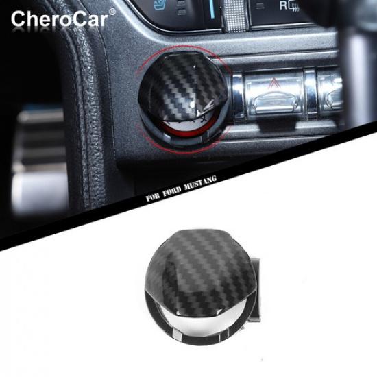 

For 2015- Ford Mustang Engine Start/Stop Button Cover Trim Carbon Fiber ABS