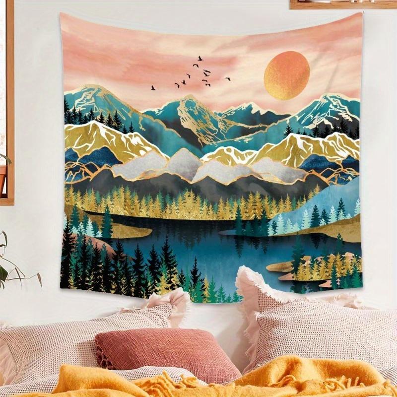 1pc Nordic Style Landscape Tapestry, Polyester Fabric, Machine Washable, Suitable for Bedroom and Living Room Decoration
