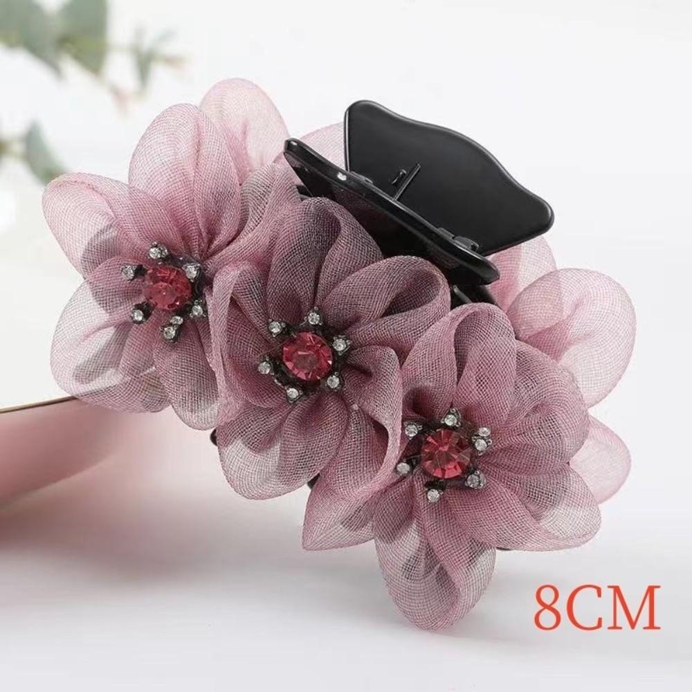 Rhinestone Grab Clip Hairpin Three-Dimensional Flower Head Clip Fashion Fabric Headgear  Women