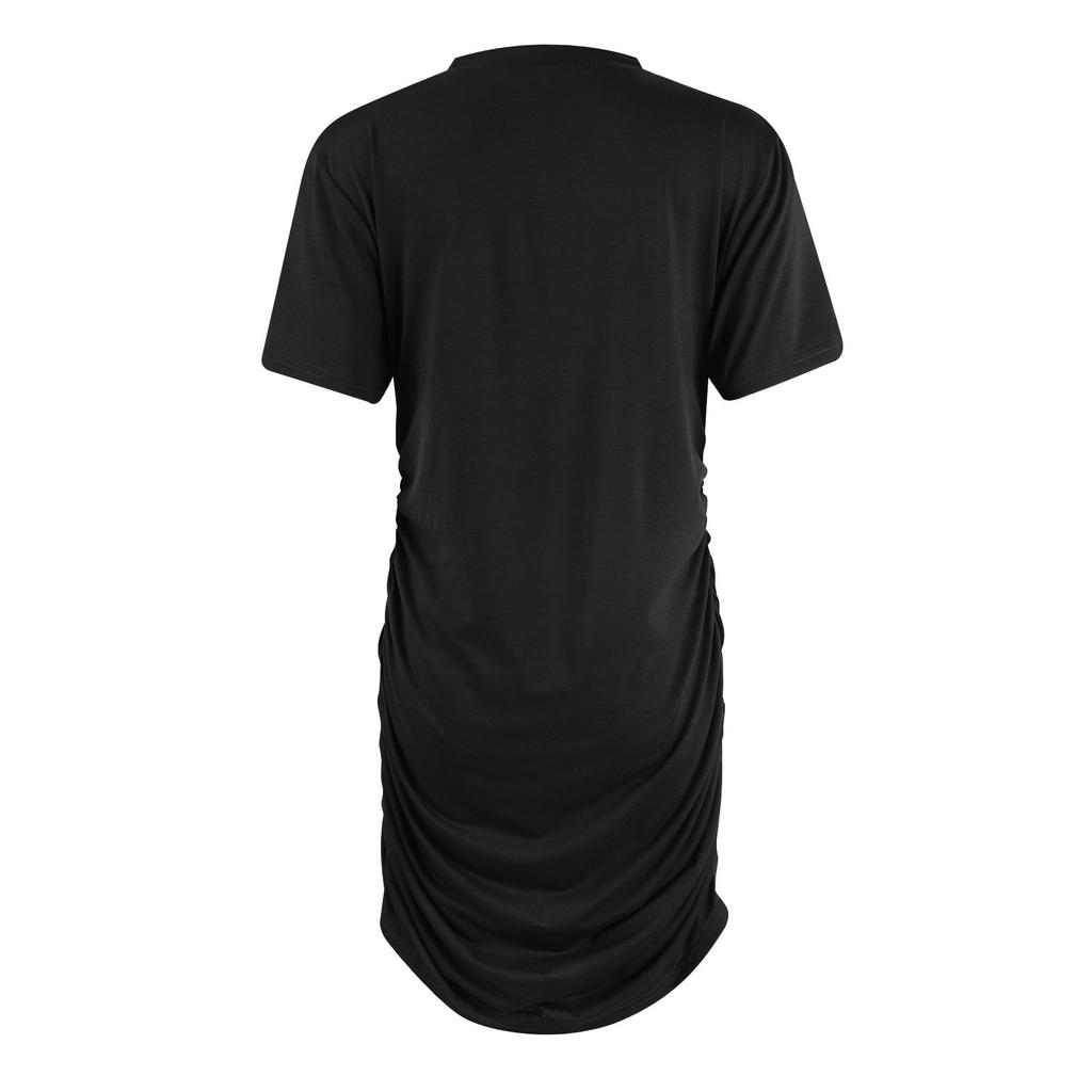 Women's Casual Color Short Dress Round Neck Short Sleeve Hem Fitted Dresses