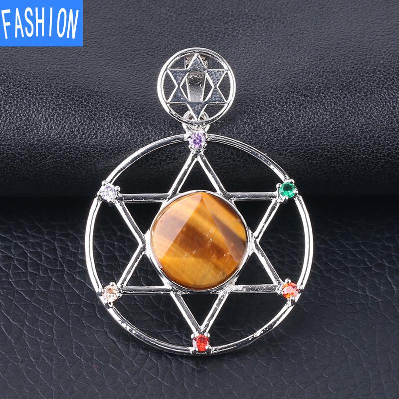 Yönlü Kristal Taş David'in Yıldızı David'in Kalkanı Altı Sivri Yıldız Çift Katmanlı Elmas Kolye Kolye Erkekler Ve Kadınlar Için
