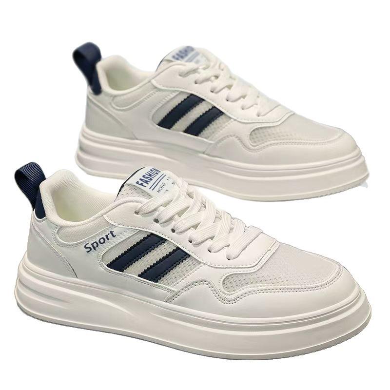 Men‘s Shoes Thick-Soled Mesh Breathable Youth Casual Board Shoes Summer Student Sports White Shoes Men.