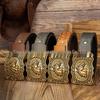 New Trend Carved Horse Head Zinc Alloy Buckle Unisex PU Leather Belt