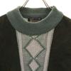 Sears 70s vintage Long sleeve Suede leather switching sweater M knit Men's Used