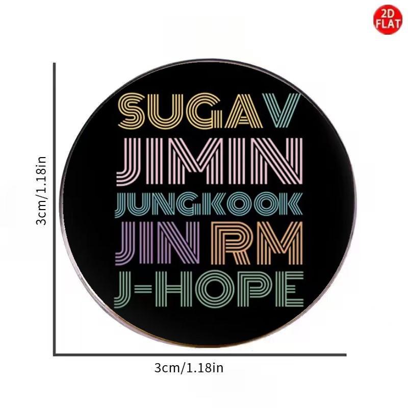 BTS Member Names Retro Neon Style Enamel Brooch, Kpop ARMY Fans Metal Pin Badge, Bangtan Boys Backpack & Clothing Accessory